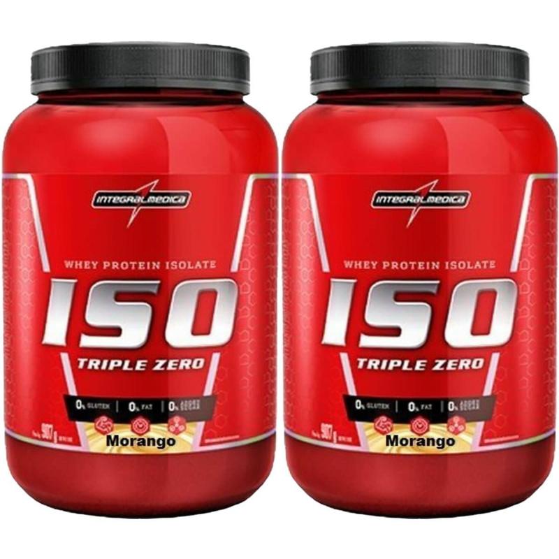 Kit 2X Whey Iso Triple Zero - 907g Morango - IntegralMédica