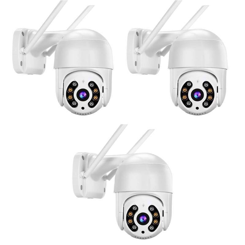 Kit 3 Câmera De Segurança Smart Wi-fi Ip66 360 Visão Noturna Externa Prova D' Agua