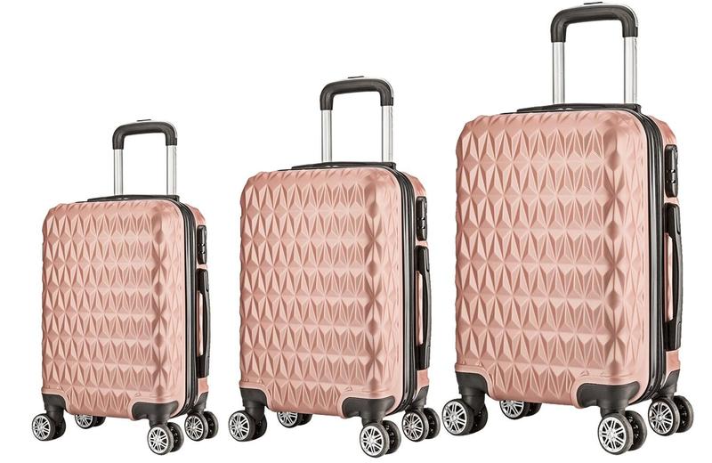 Kit 3 Malas De Viagem Bordo, Média e Grande Em Abs C/ Rodinhas 360º