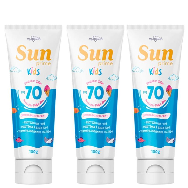 Kit 3 Protetor Solar Kids Loção Sun Prime FPS70 100G - My Health