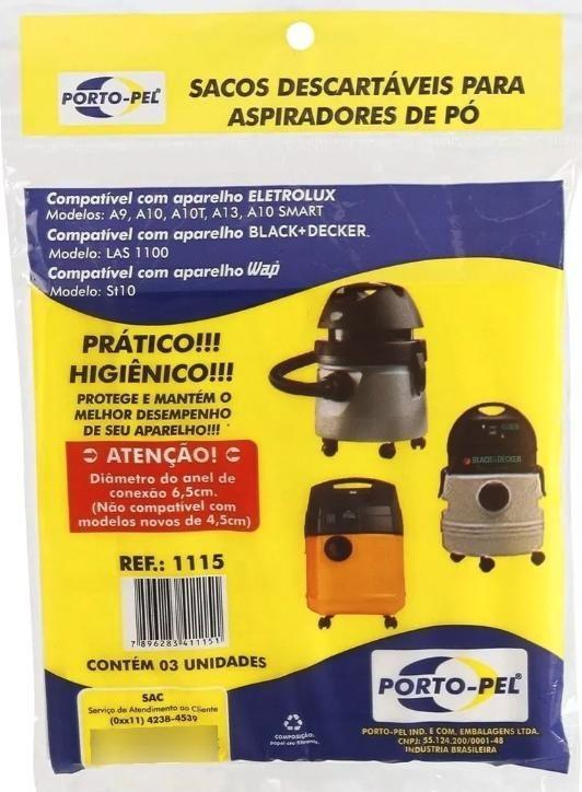 Kit 3 Sacos Aspirador Pó Electrolux A9 - Porto Pel