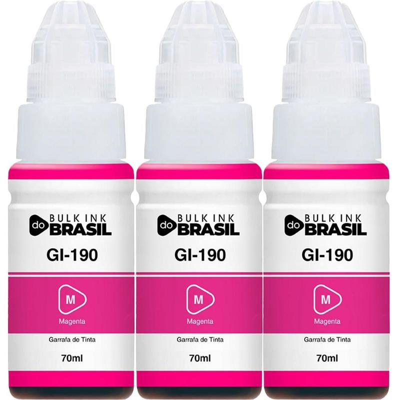 Kit 3 Tintas compatíveis Canon para G3110 G3111 G3100 G2100 G2110 G4110 G4100 G1100 G1110 GI-190