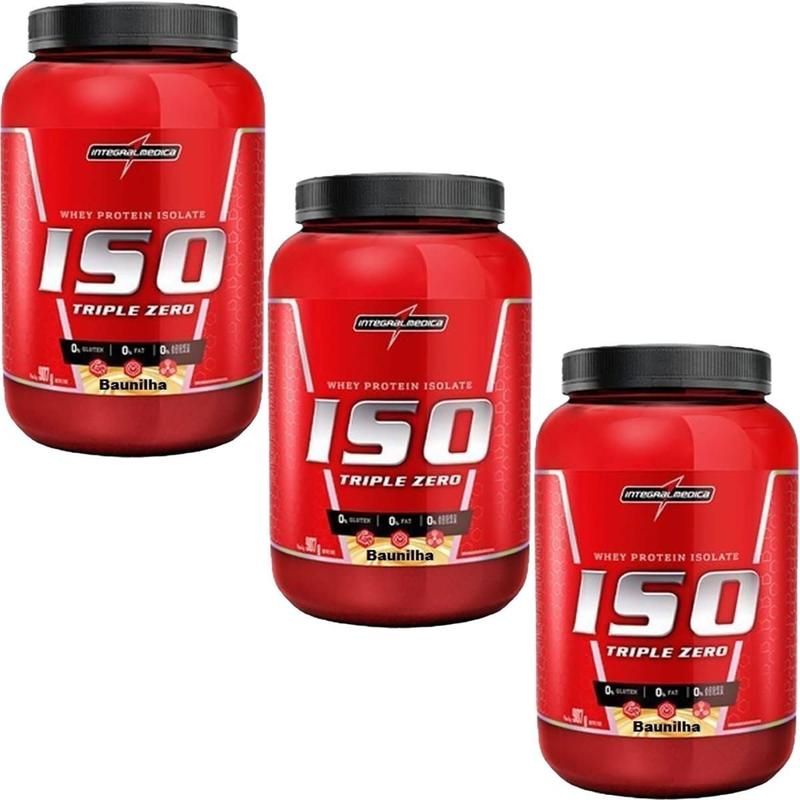 Kit 3X Whey Iso Triple Zero - 907g Baunilha - IntegralMédica