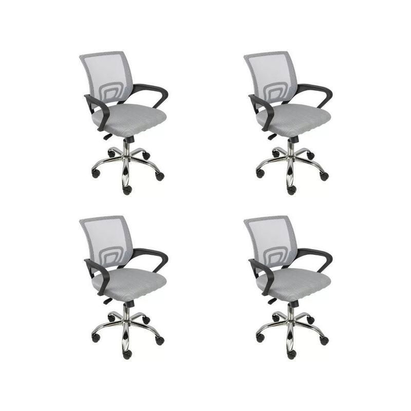 Kit 4 Cadeiras De Escritório Begonia Ergonômico Cinza