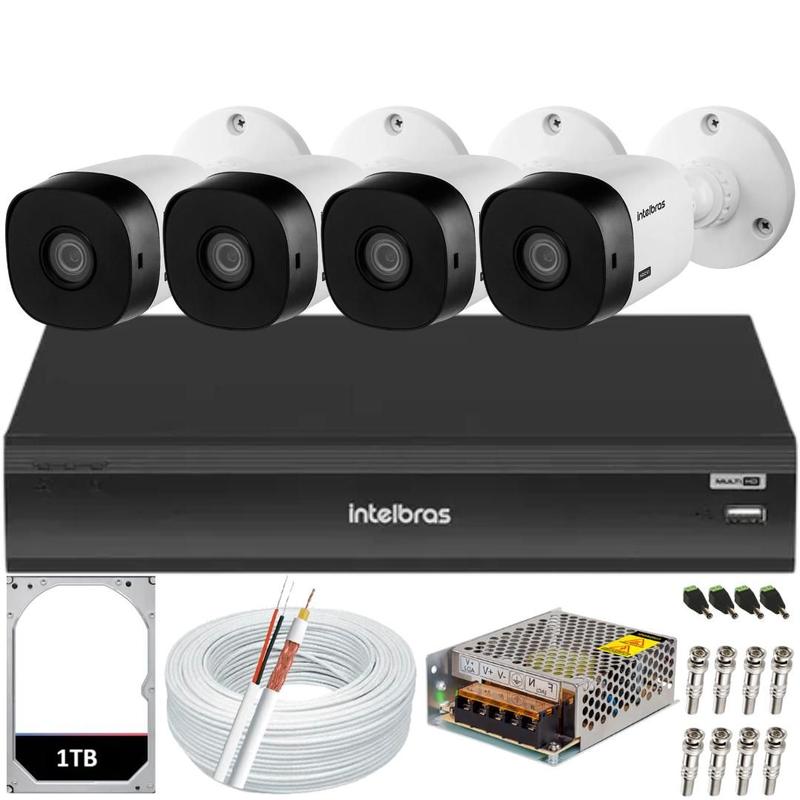 Kit 4 Câmeras de Segurança Full Hd 1080p 1220b Intelbras Dvr Inteligente Imhdx 3108 Hd 1TB