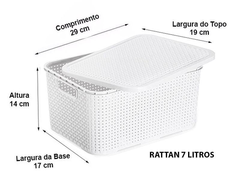 Kit 6 caixas organizadoras rattan com tampa, 7 litros, foto 4 do anúncio