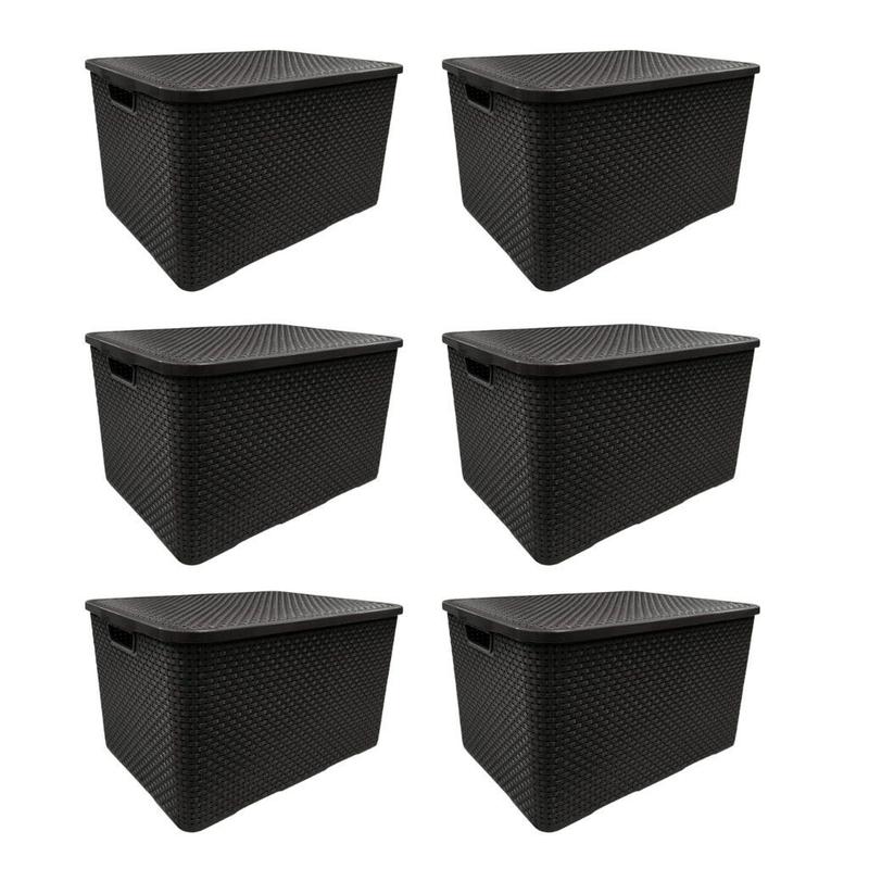 Kit 6 caixas organizadoras rattan com tampa, 7 litros, foto 1 do anúncio
