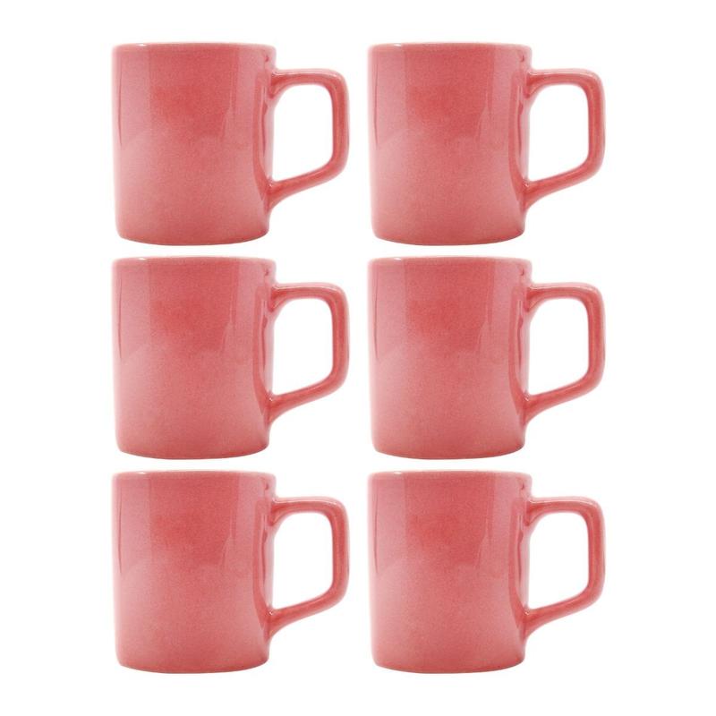 kit 6 Mini Canecas Chá 80mL Xícaras Rosa Café Expresso