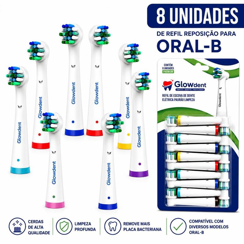 Kit 8 Refil Compatível Oral B Escova Dental Elétrica Pro Clean Precision Clean