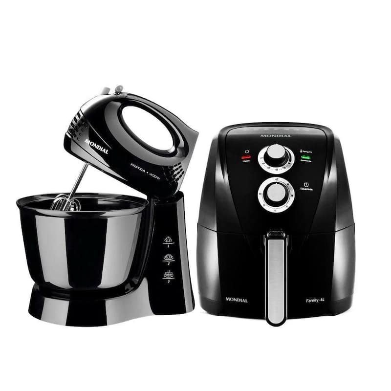 Kit Air Fryer 4L 1500W AFN-40 e Batedeira 3,6L 400W B-44-B Preto 220V Mondial