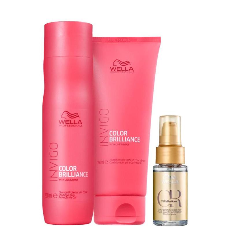 Kit Brilliance Shampoo, Cond e Oil Reflections 30ml - Wella
