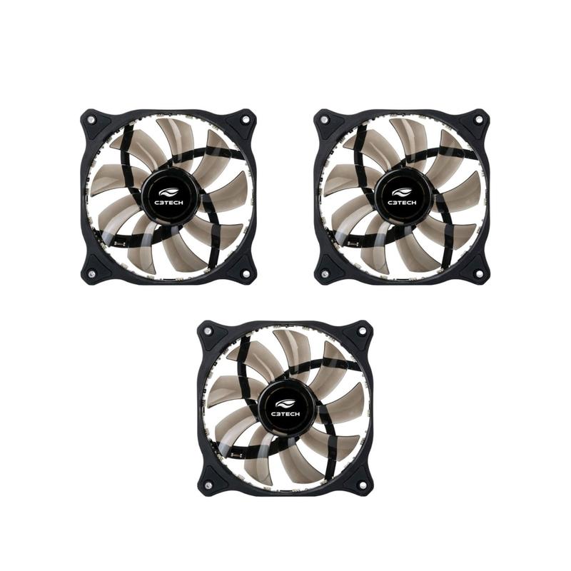 Kit c/ 3 Coolers para Gabinete 120X120 18LED RGB STORM C3Tech F9L150RGB