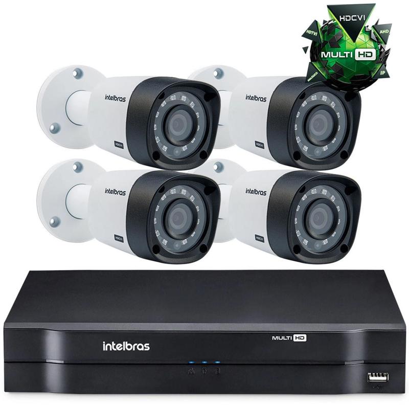 Kit Câmeras De Segurança Intelbras Multihd Dvr 4Ch + 4 Câmeras 1120b