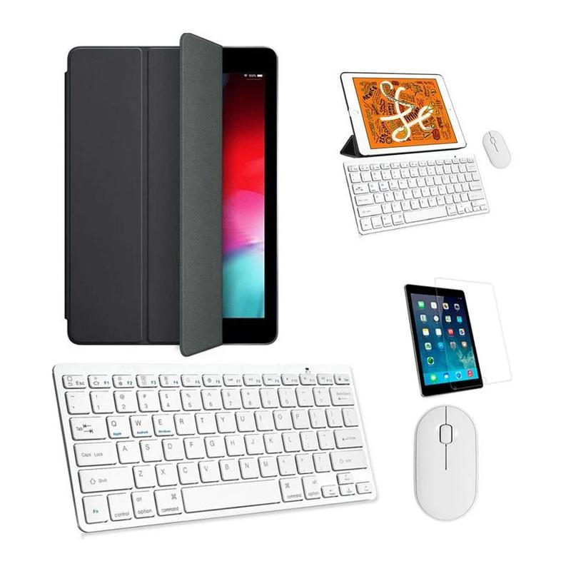 Kit Capa Smart Case Preto / Teclado e Mouse branco e Película para tablet Air 2019 10.5"