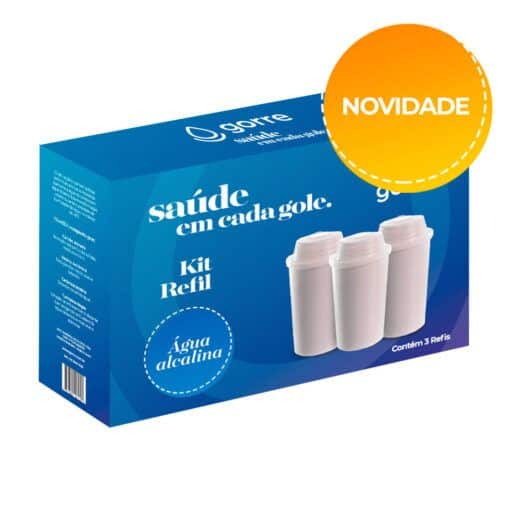 Kit com 3 Refis Filtro Purificador Alcalino Jarra Gorre