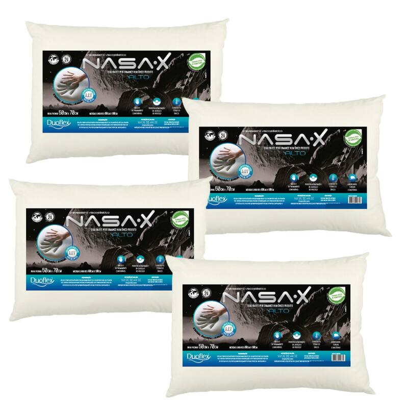 Kit com 4 Travesseiros Viscoelástico Nasa - 13cm
