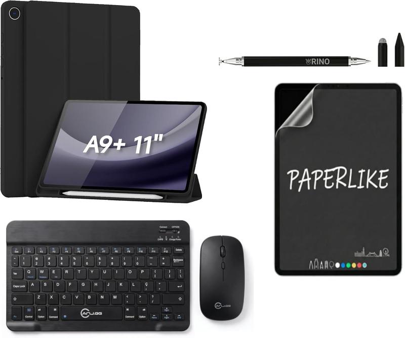 Kit Completo Capa Smart Compatível com Samsung Galaxy Tab A9 Plus 11 Polegadas Teclado Touchpad e Mouse Bluetooth Pelícu