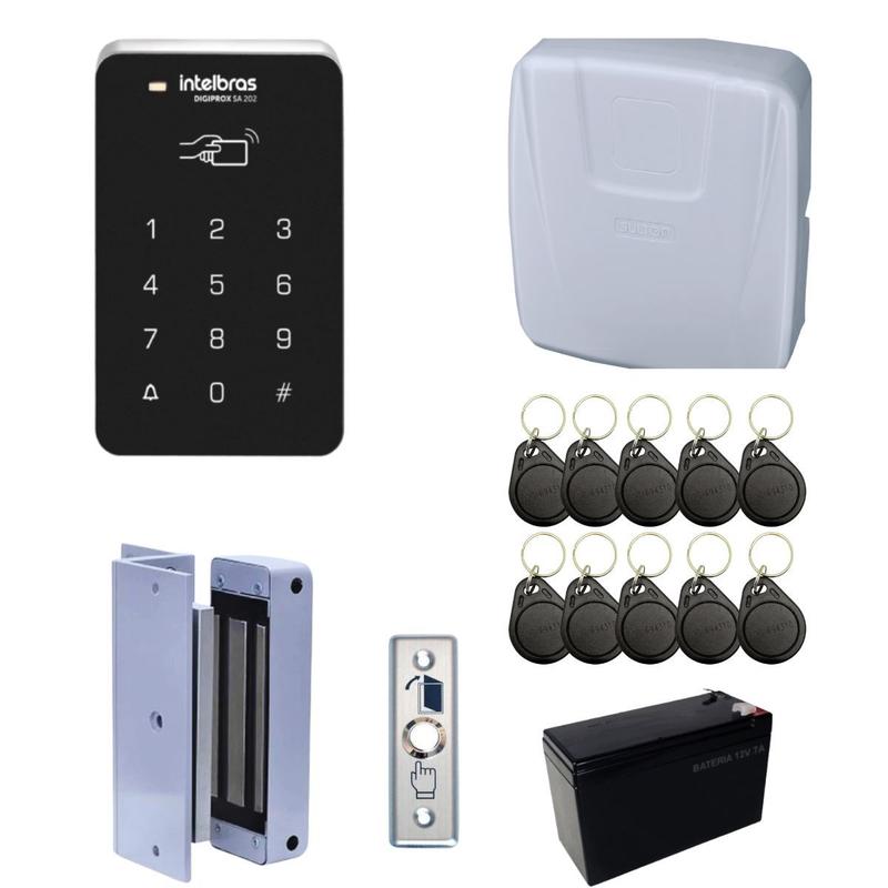 Kit Controle de Acesso Intelbras Fechadura Eletroímã e 10 Tags Abertura