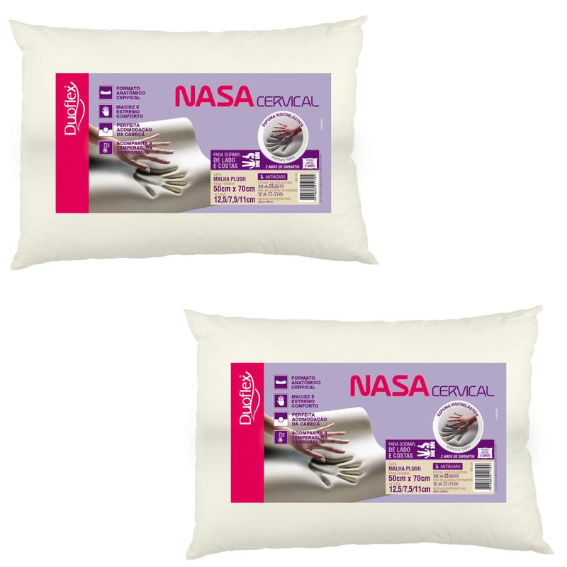 Kit de 2 Travesseiros Viscoelástico Nasa Cervical