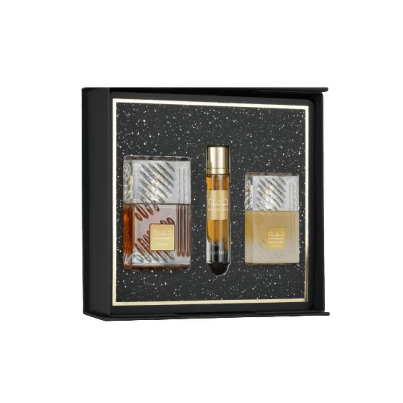 Kit de Presente de Perfume Lattafa Khamrah 100 ml EDP 12 ml Travel 50 ml