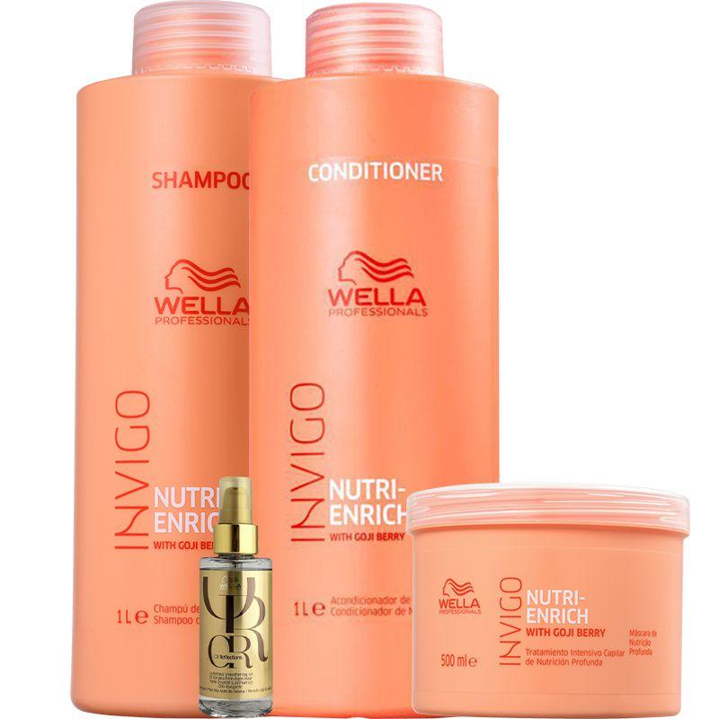 Kit Enrich Shampoo, Máscara e Oil reflections - Wella