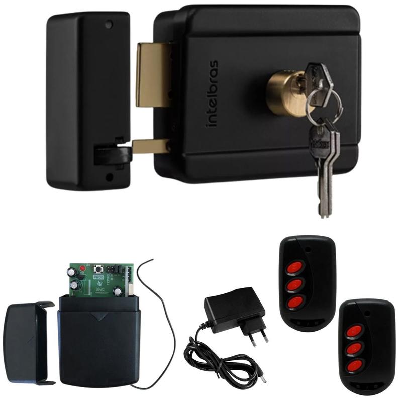 Kit Fechadura Elétrica Intelbras S/ Fio Aciona pelo Controle Remoto 433Mhz