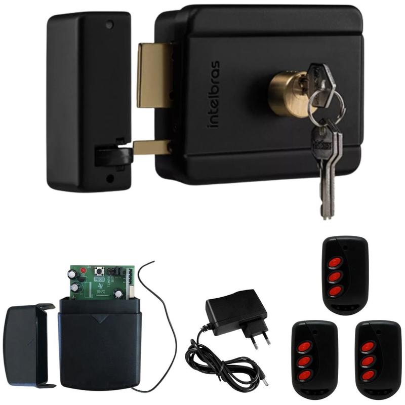 Kit Fechadura Elétrica Intelbras S/ Fio Aciona pelo Controle Remoto 433Mhz