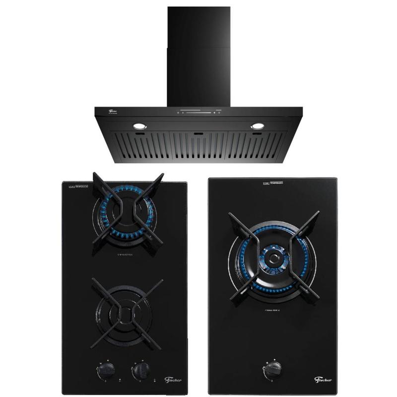 Kit Fischer Cooktop a Gás 1B e 2B Coifa 90cm