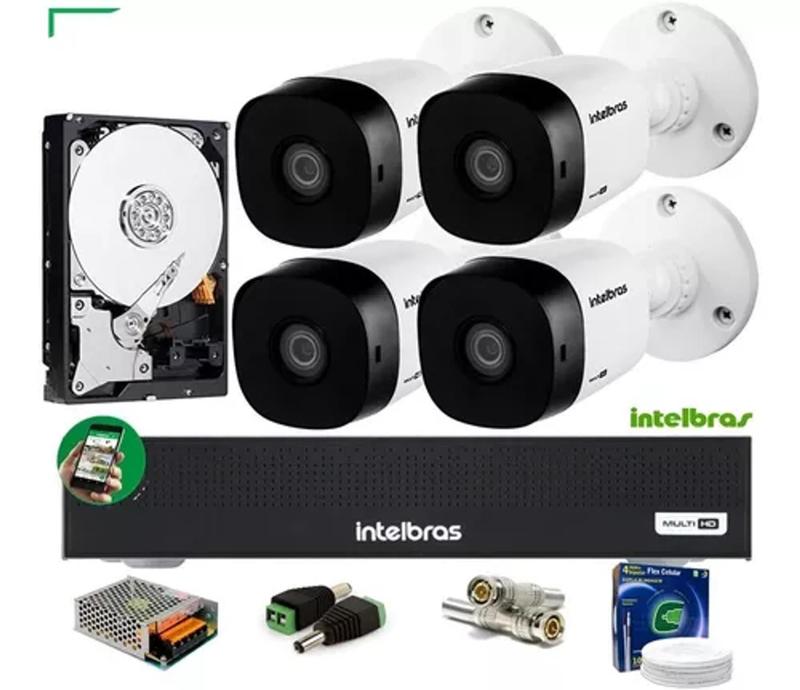 Kit Intelbras 4 Cam 1120b G4 Ir 20m Dvr 4 Mhdx 1104 Hd 500g