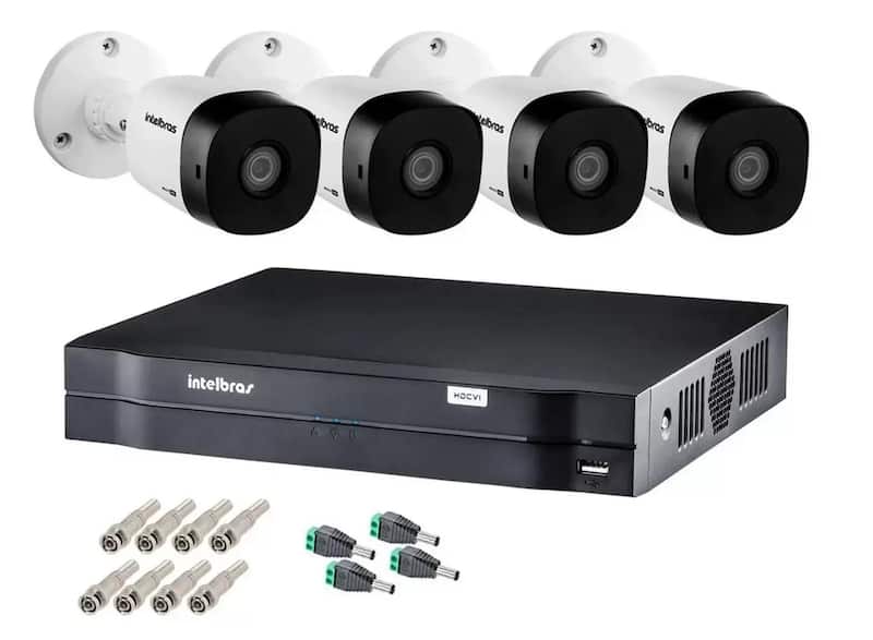 Kit Intelbras 4 Câmera de Segurança 1120b G6 Ir 20m Dvr 4 Mhdx Full Hd
