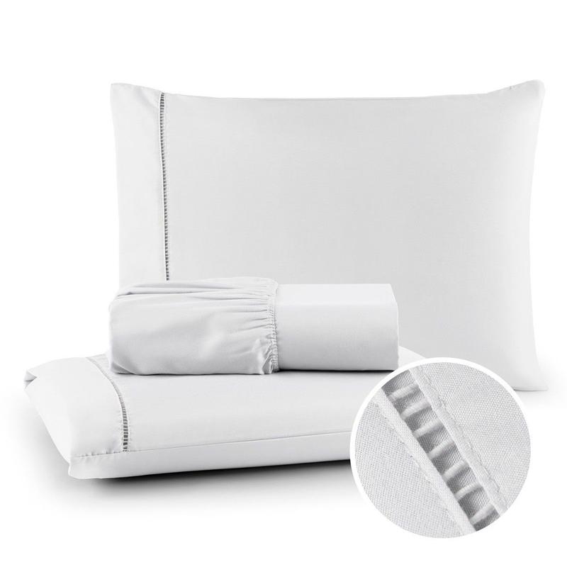 Kit Lençol Queen Com Fronhas 400 Fios Percal 100% Toque Macio