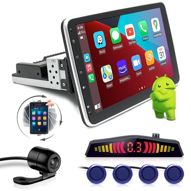 Kit Multimídia 10 Polegadas Rotativo + Câmera Ré + Sensor Ré Azul Idea 2006 2007 2008 2009 2010 2011 Android Auto