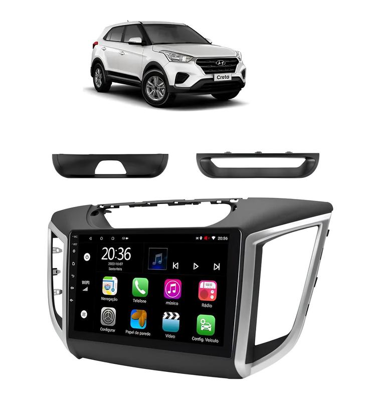 Kit Multimídia Creta 2017 / 2024 9 Pol Android Carplay 2/32GB - Roadstar 915BR