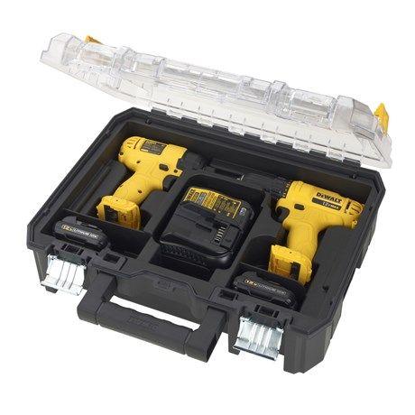 Kit parafusadeira+ch impacto dewalt c/2bat 1.3ah 12v+maleta