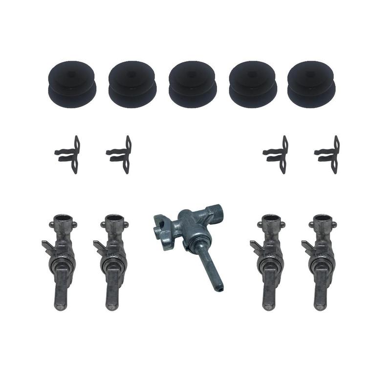 Kit Registro Válvula Ramal + Anel Vedação Fogão Cooktop Fischer 5 Bocas Tripla Chama 1743 26298 26300