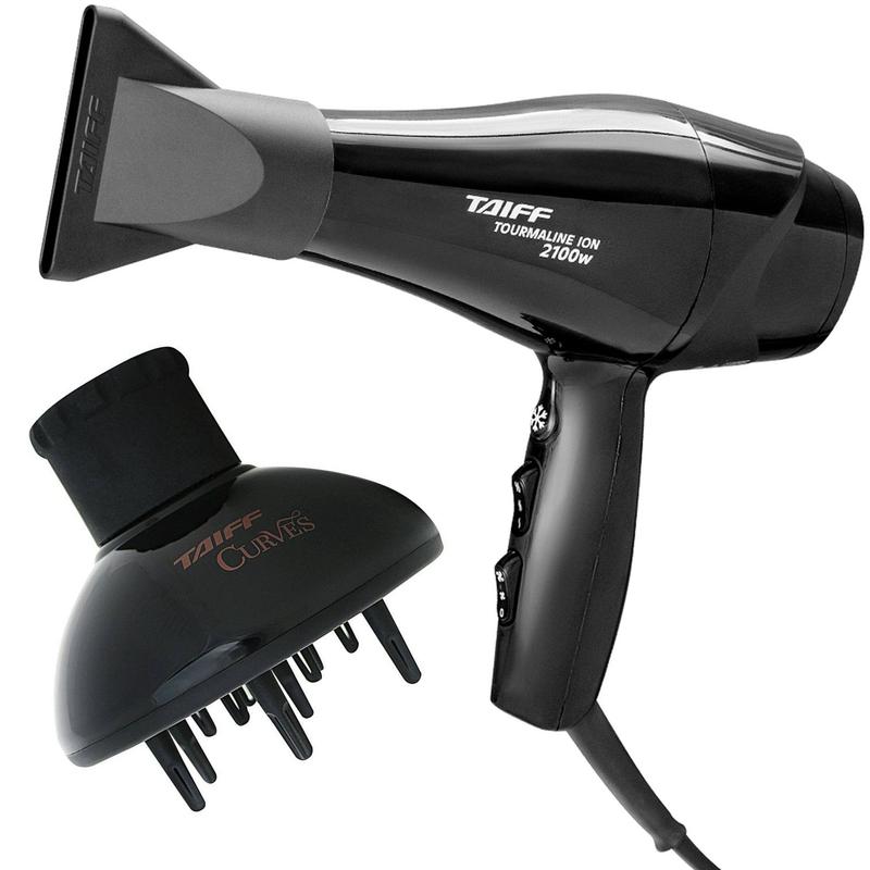 Kit taiff - secador profissional new tourmaline ion 2100w 220v - difusor de ar curves