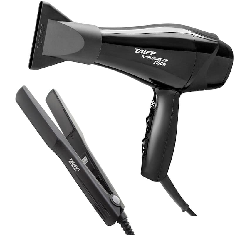 Kit Taiff - Secador Profissional New Tourmaline Ion 2100W 220V - Prancha Ceramica 180ºC