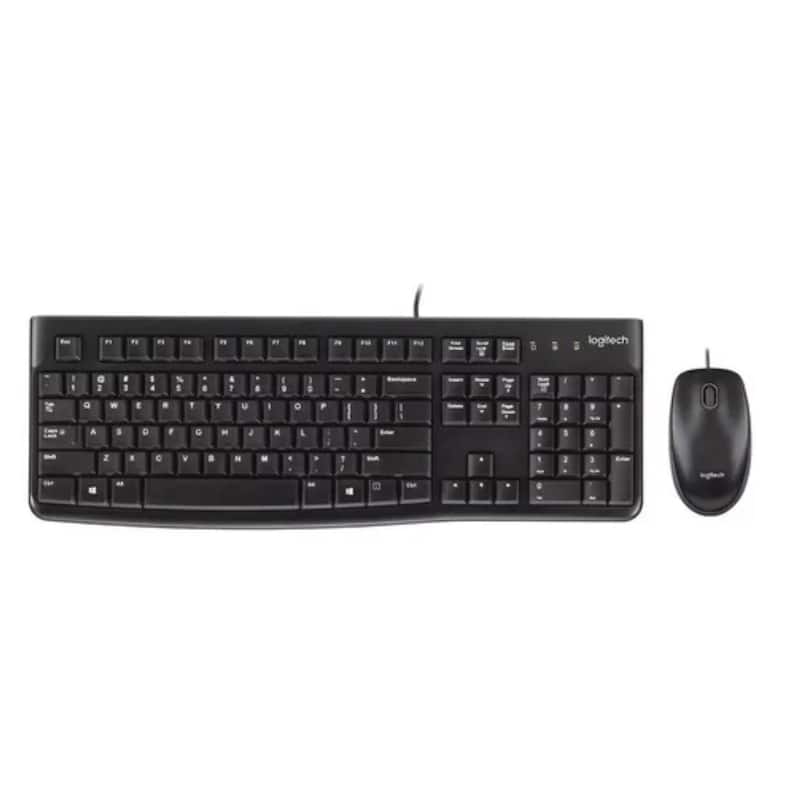Kit Teclado e Mouse Com Fio USB Logitech MK120 Com Design Confortável Durável Layout ABNT2