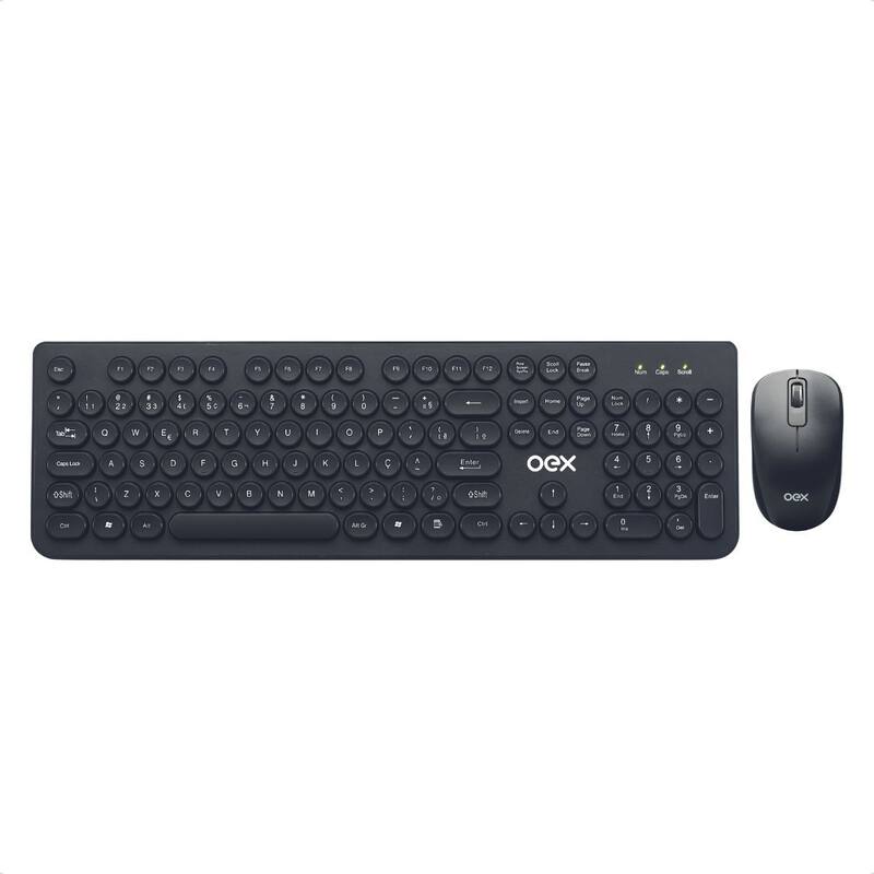 Kit Teclado e Mouse Oex Tm410 Pop Sem Fio 1600 Dpi Preto