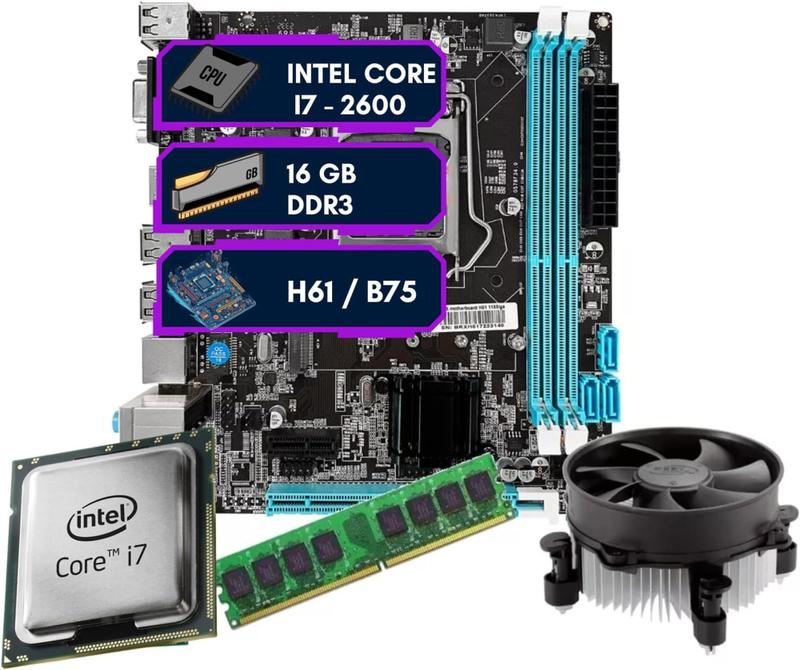 Kit Upgrade Intel Core i7-2600 + Placa Mãe H61/B75 Lga 1155 + 16GB Ram DDR3 DreamComputers DC