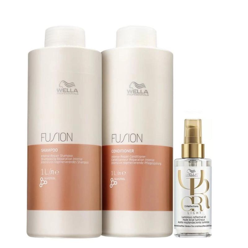 Kit Wella Professionals Fusion shampoo 1 Litro + Condicionador 1 Litro + Oil Reflections 100ml