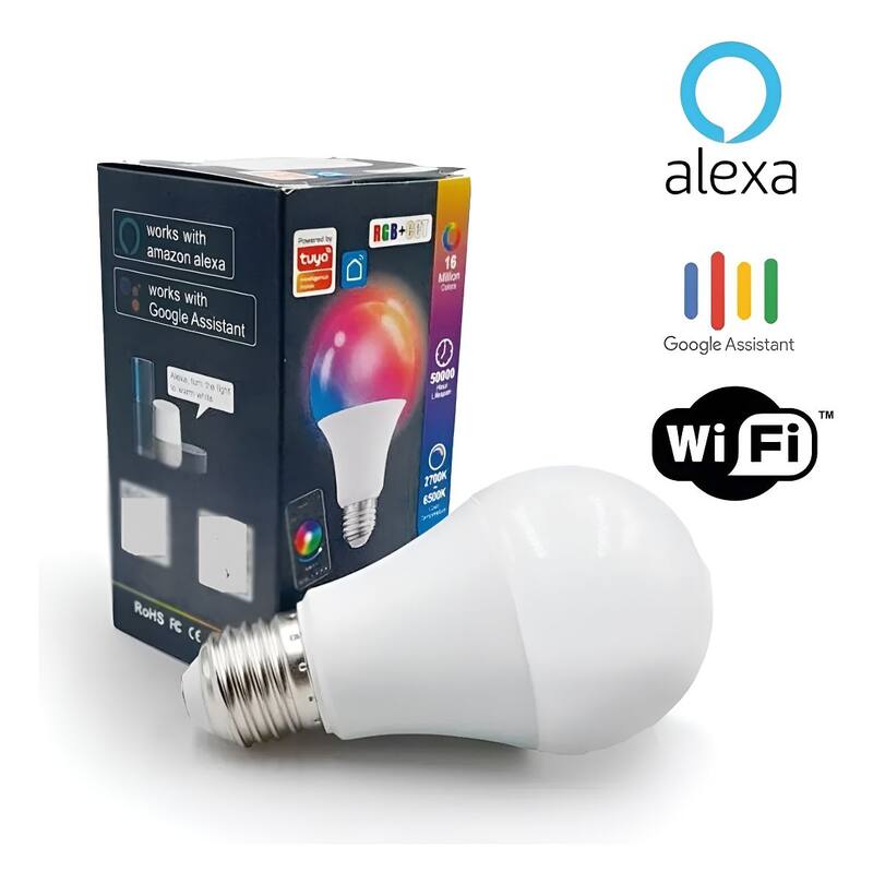 Lâmpada Smart Wi-Fi RGB 15W E27 Controle Remoto Automático
