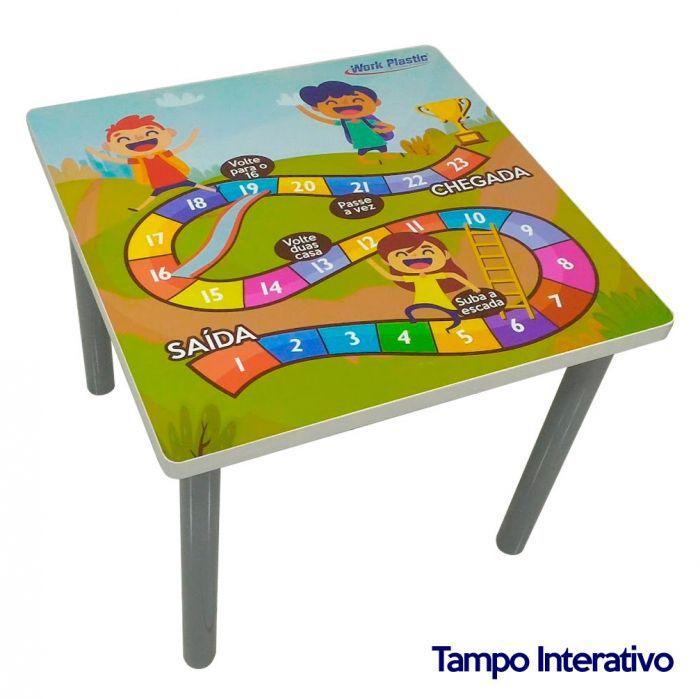 Mesa Infantil Reforçada LG Flex Tampo De Madeira e Pés Com Base Metálica