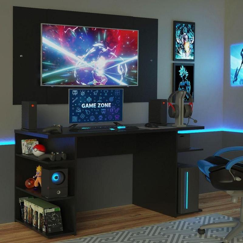 Mesa Para Gamer e Painel Até 58 Madesa - Preto