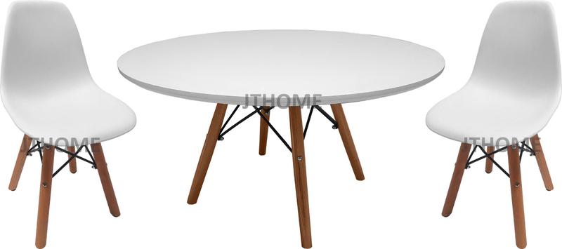 Mesa Redonda 70cm Eiffel branca 2 cadeira Infantil