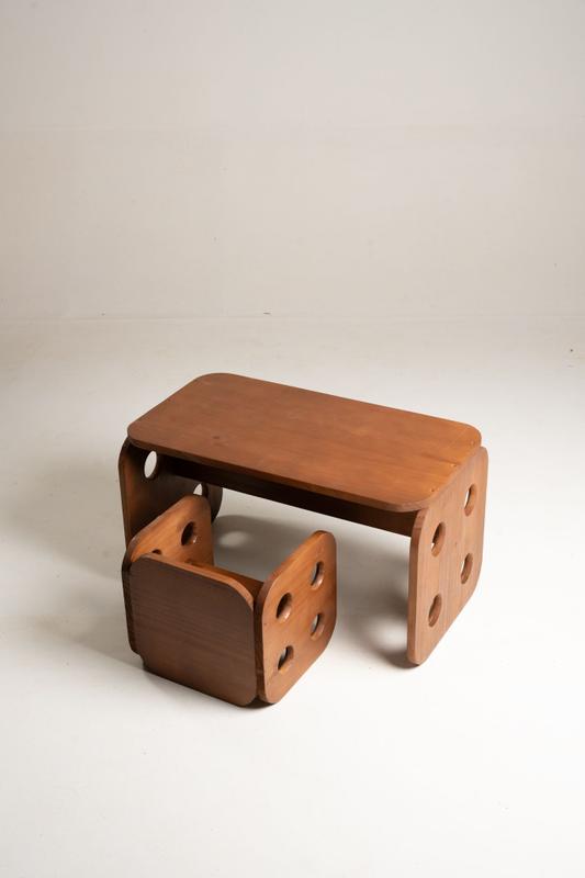Mesinha G e Cadeirinha Madeira Infantil Cubo Montessori Marcenaria Martelli