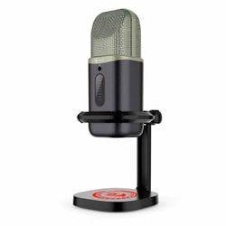 Microfone Gamer Redragon Echowave RGB Preto Condensador com Pedestal de Mesa USB Tipo-C Diafragma Duplo GM305