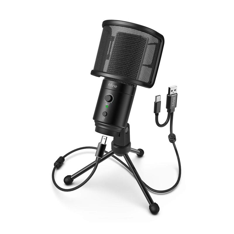 Microfone Profissional Usb Fifine Ampligame K683b Preto