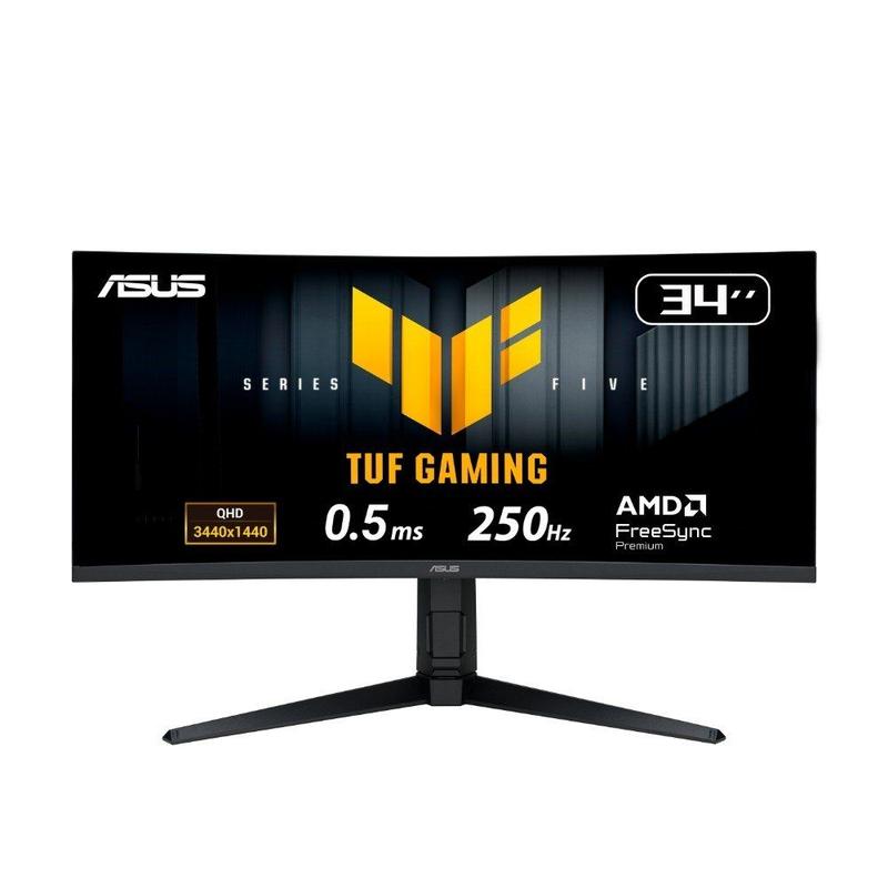 Monitor Gamer Curvo ASUS TUF 34", WQHD, 250Hz, 0.5ms, Fast VA, FreeSync Premium, Altura Ajustável, Som Integrado, Preto - VG34WQML5A