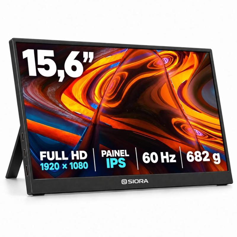 Monitor Portátil 15.6 Polegadas Full HD IPS 60Hz USB C 1080p Produtividade P/Notebook Celular PS5